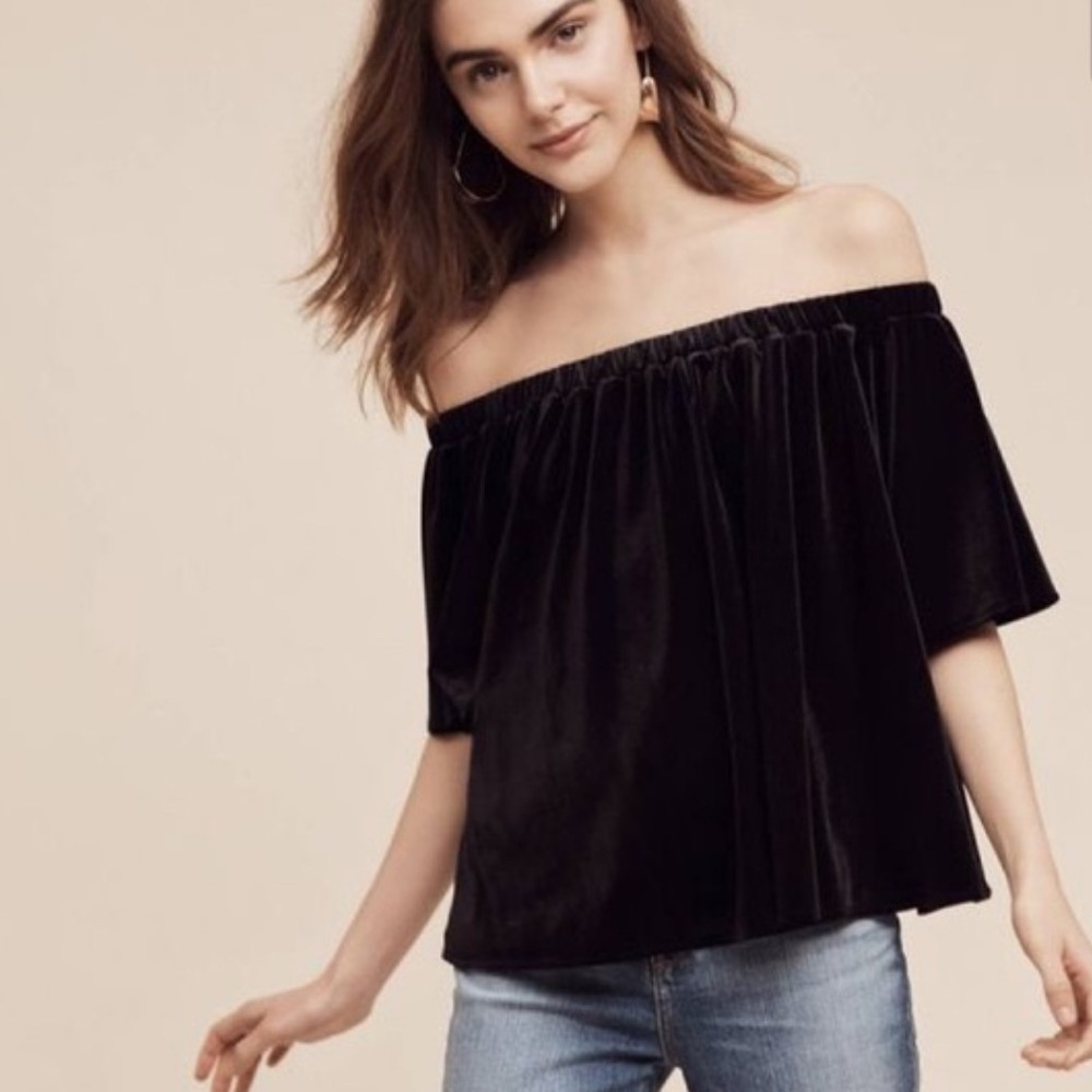 SUNDAY IN BROOKLYN (Anthropologie) : Black Velvet Strapless Top
